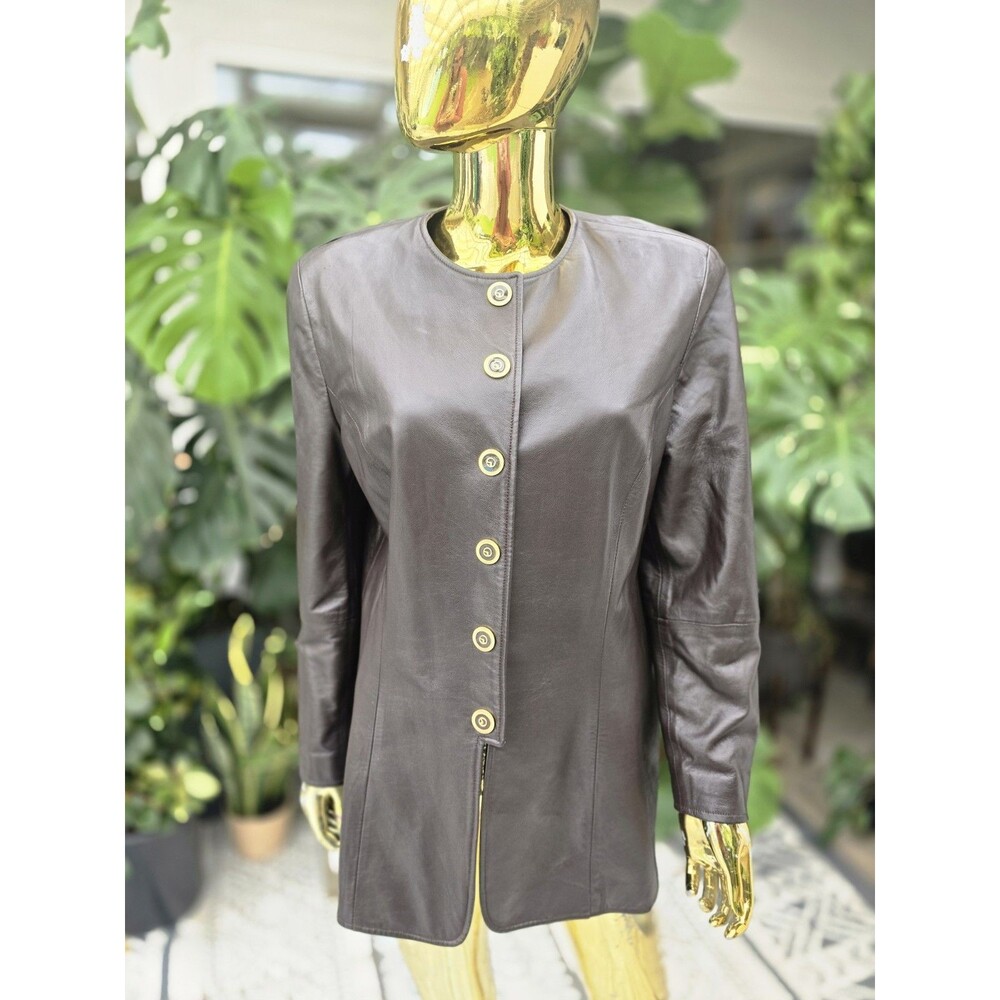 St. John Collection by Marie Gray Genuine Leather Jacket Large Brown USA Made